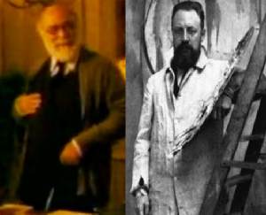 Apparently Henry Matisse is blurry in real life and in film. On the left is actor Yves-Antoine Spoto, on the right the real Matisse.